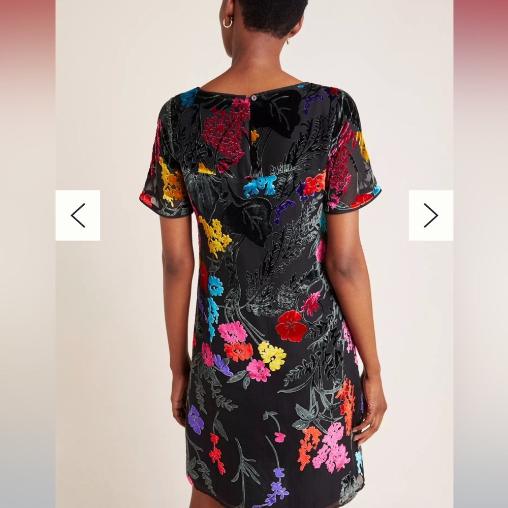 ANTHROPOLOGIE Maeve Alisa Floral Burnout Velvet Tee Dress - Picture 2 of 5